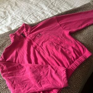 Calvin Klein Cropped Pink Quarter-Zip Sweater
